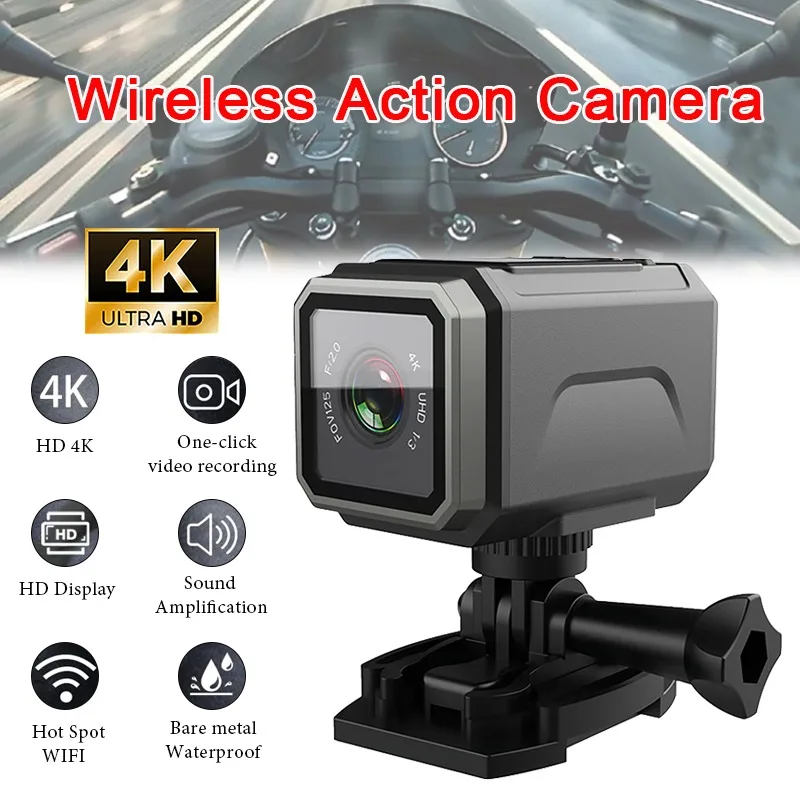 4K Ultra HD Action Camera Wireless Wi-Fi Outdoor Waterproof Anti-shake Multi-Function Cycling Recorder Mini Motorcycle Cam