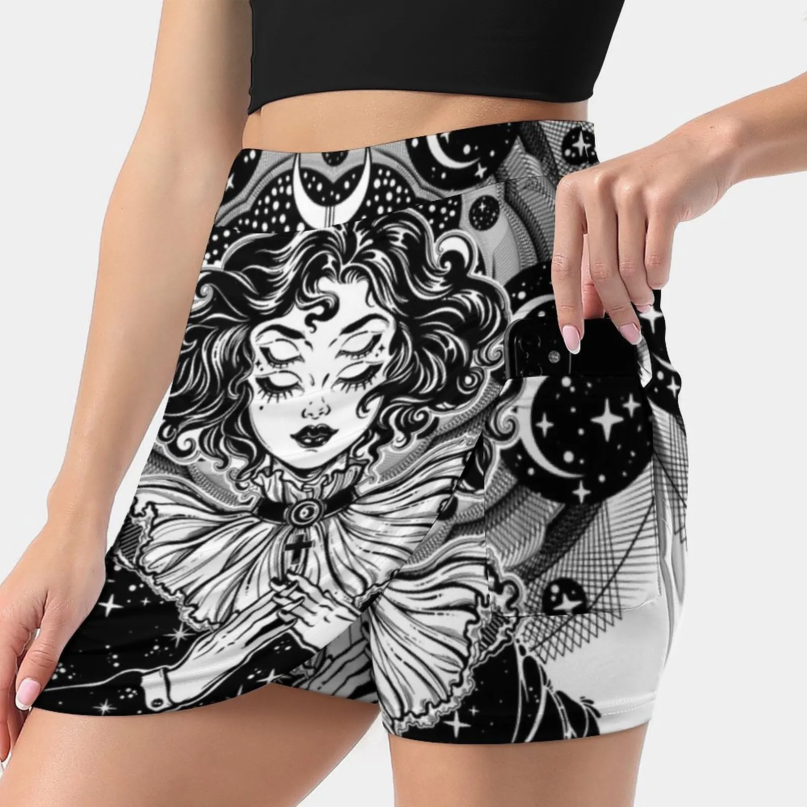 

Girl Portrait With Four Eyes , Sacred Space Circle. Women's skirt Mini Skirts A Line Skirt With Hide Pocket Alchemy Astronomy