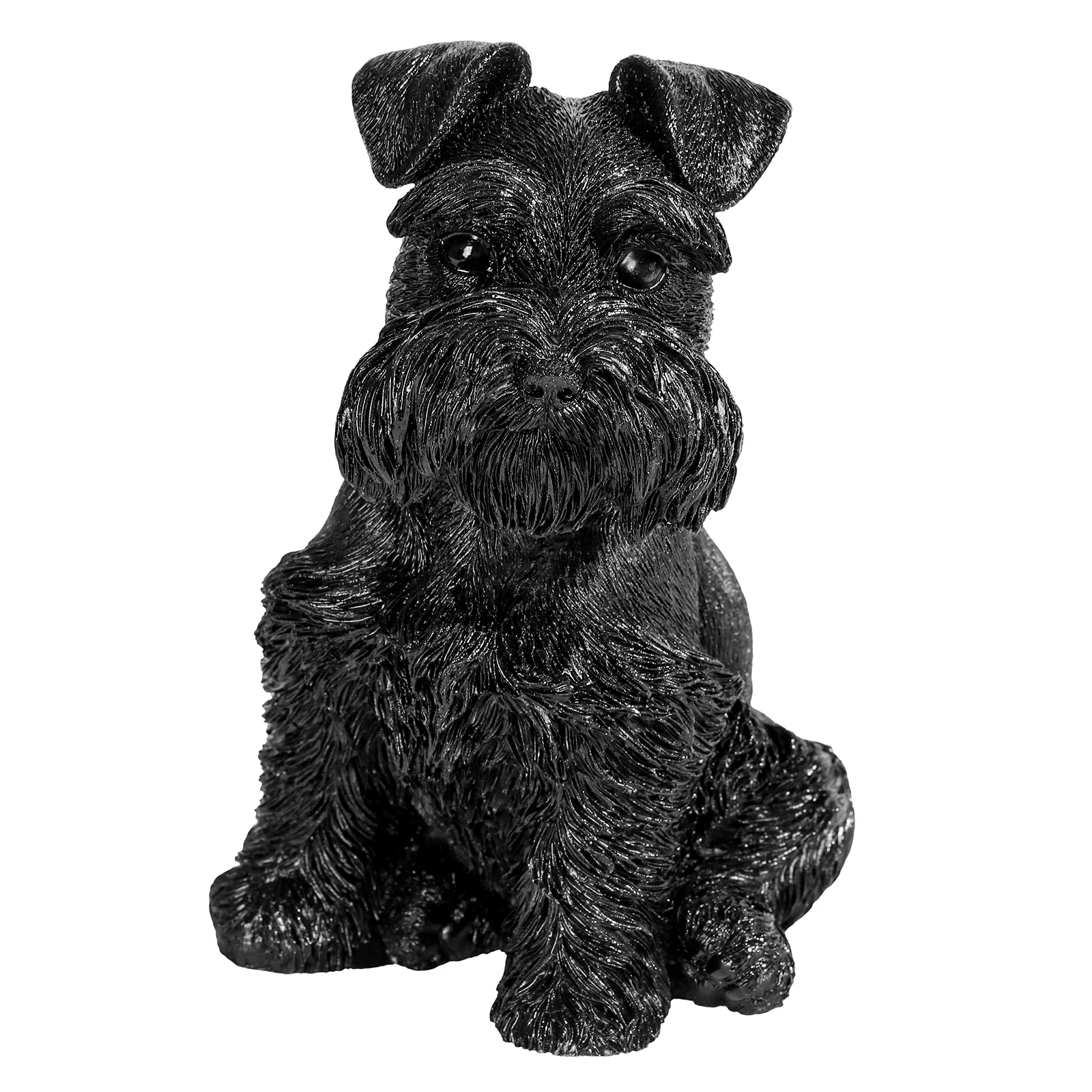 Lovely Mini Schnauzer Puppy Stone Statue Carved Black Obsidian Animal Figurine For Home Decor lovely resin crystal carved owl statue sculpture animals night owl figurine for desktop ornaments office home decor