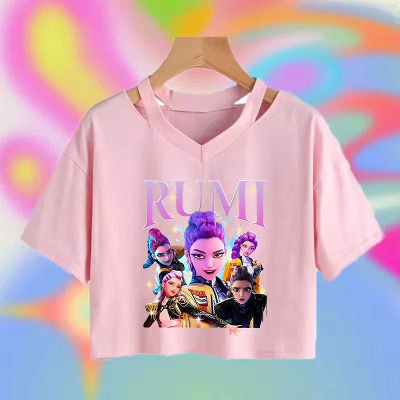 Merch KPop Demon Hunters Crop Top + Shorts Set - Cartoon Design