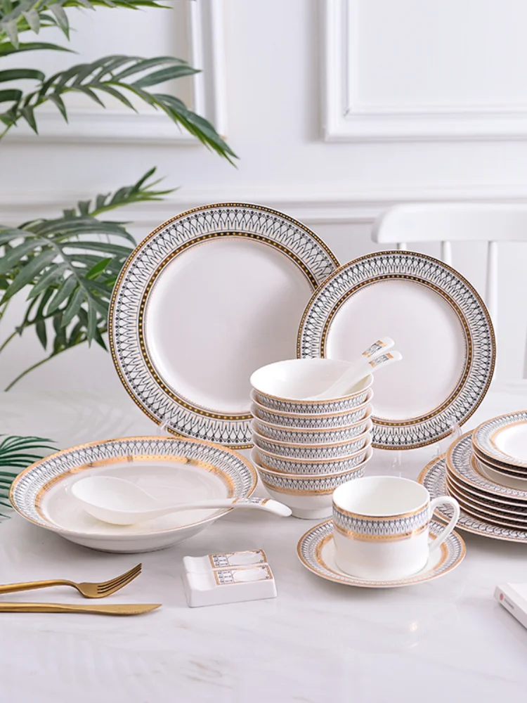 

Ceramic Plate Phnom Penh Ceramic Tableware Porcelain Plate Soup Bowl Rice Bowl Dish Plate Stripe Design Plate