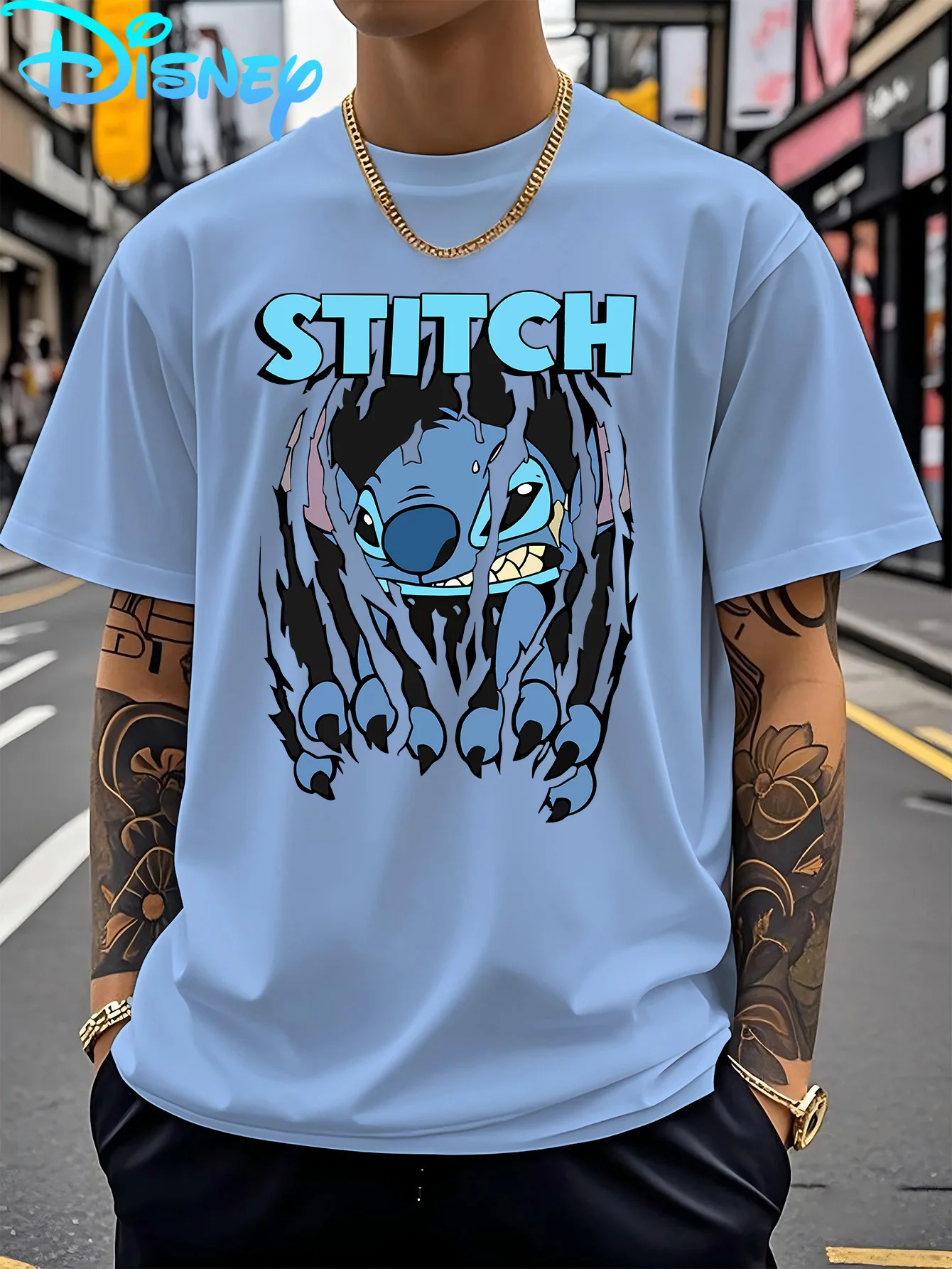 T-shirt Stitch Disney Effet Déchiré - Design Original