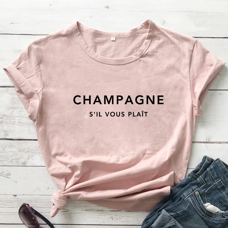 CHAMPAGNE S'IL VOUS PLAIT French Women's T-Shirt French Saying Shirts French Lover tee summer fashion Casual vintage tops 4