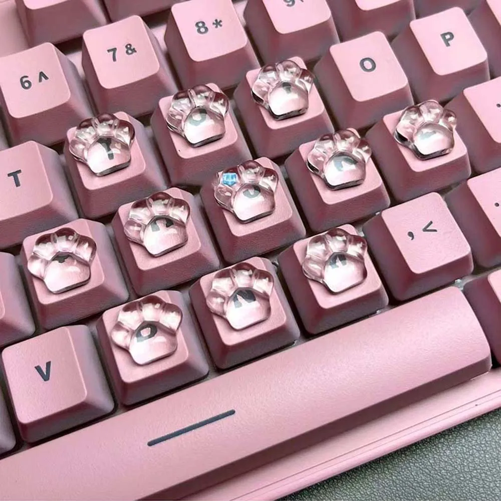 새로운 30Pcs 투명한 고양이 발 키보드 스티커 긴 손톱을위한 높은 키 패드 타이핑 도우미 귀여운 책상 장식 키보드 액세서리