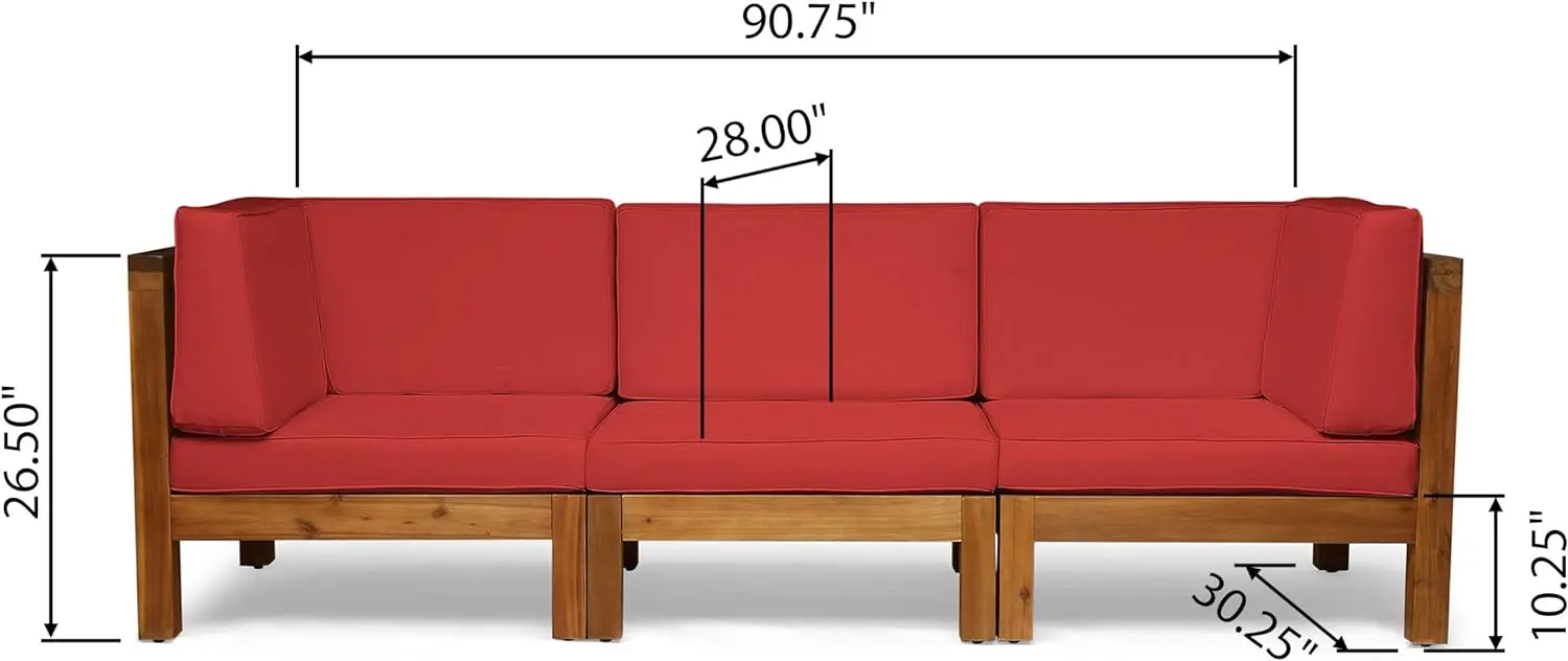 Outdoor Sectional Sofa Set -Seater - Acacia Wood - Outdoor Cushions 2