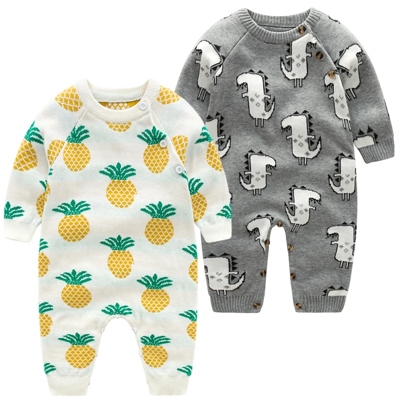 cool baby bodysuits	 Baby Rompers Cartoon Dinosaur Newborn Toddler Jumpsuit Outfit Long Sleeve Autumn Infant Girl Boy Winter Clothing Knitted Warm Baby Bodysuits for girl 