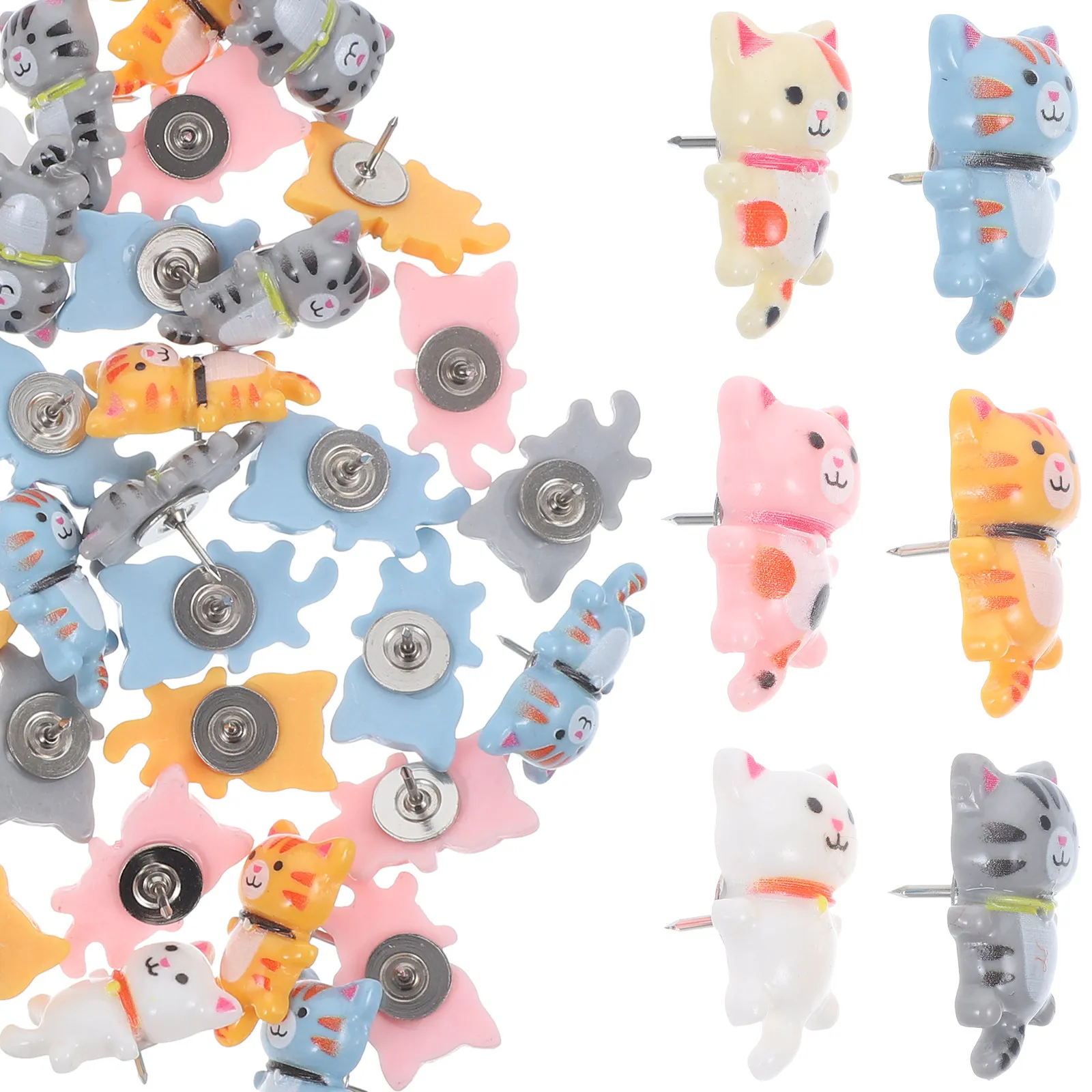 50개 귀여운 고양이 모양 푸시핀 장 압정 사진 벽 게시판 코르크 보드 지도 표시 고양이 사무실 책상용