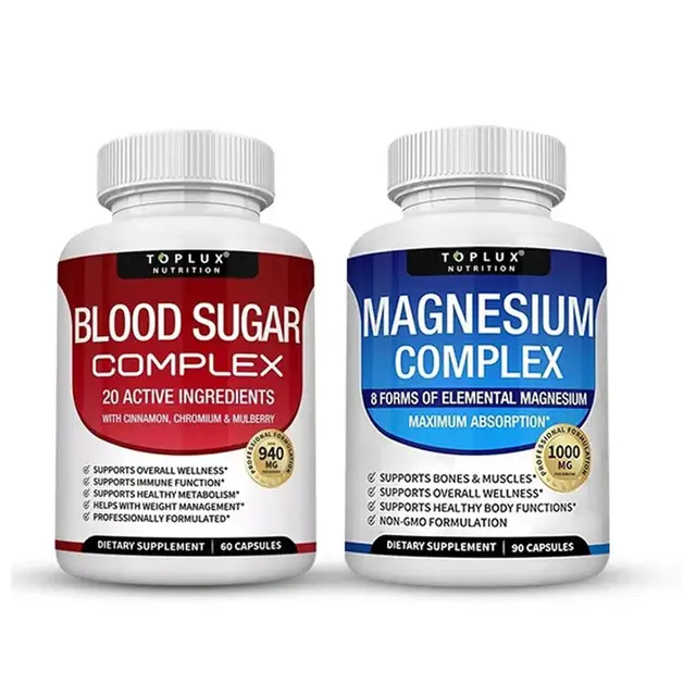 1 Set Magnesium & Blood Sugar Support Supplement 60+90Pcs Capsules Support Metabolic Health 1