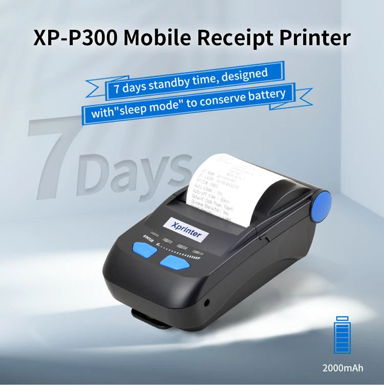 Xprinter P300 열전사 USB+블루투스 휴대용 58mm 현금 등록기 영수증 프린터(슈퍼마켓 소규모 사업용)