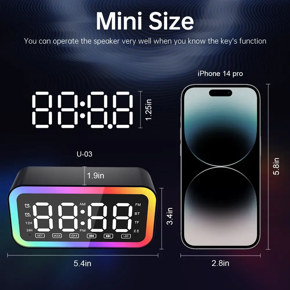 

Bluetooth-мини-динамик 1200HA с будильником