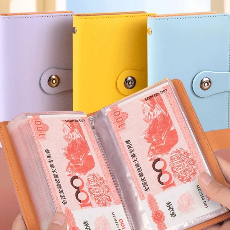 Banknote Storage Book Made Of PU Material, Can Hold 100 Banknotes, With Banknote Photos, Stamps, Bank Card Storage Book