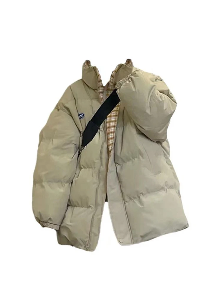 

2023 Winter Down Jacket Women Solid Baggy Coat Casual Female Black Zipper Thicken Jacket Office Lady Warm Outwear Y2K Streetwear