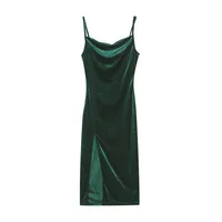 2024 woman European American Dresses style women’s clothing 2024 new spring summer fashion sexy slim fit slit suspender dress