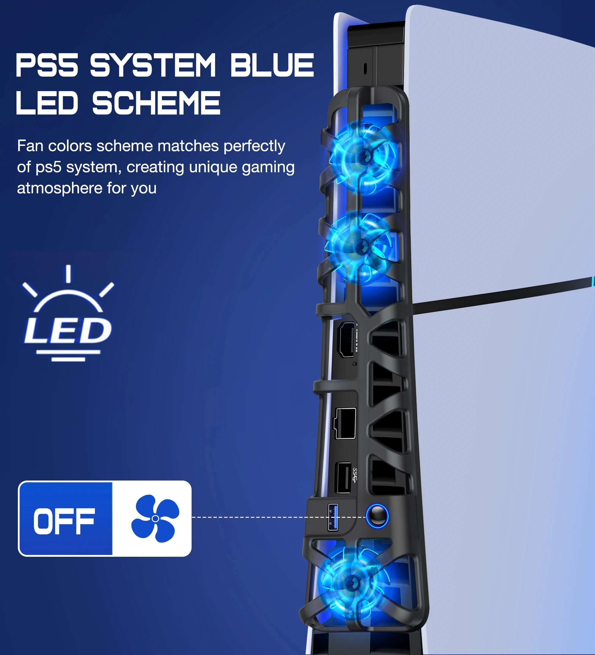BEBONCOOL RGB 냉각 선풍기, PS5 슬림 디지털 및 디스크 버전용 임베디드 라디에이터, 플레이스테이션 5 슬림용, P1000