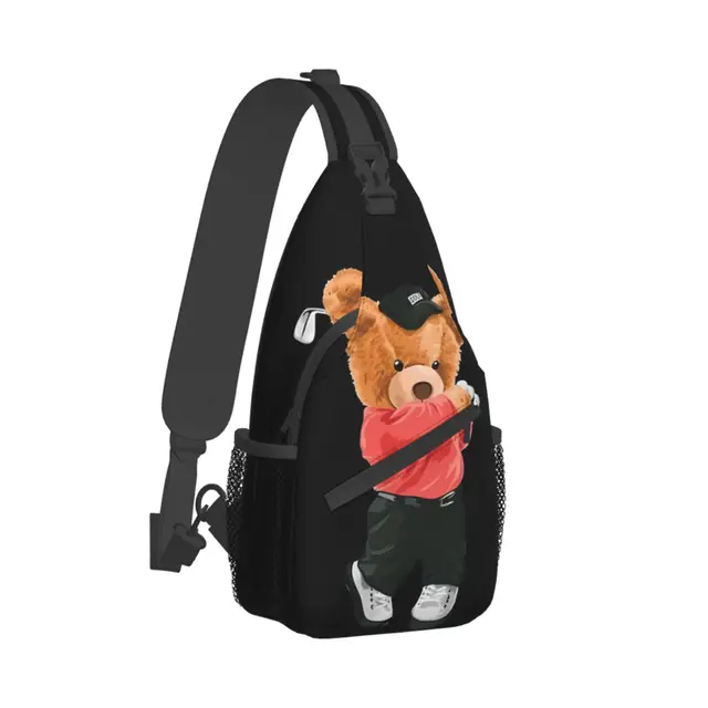 Golf Polo Crossbody Chest Bags Teddy Bear Pockets Travel Pack Messenger Sports Teens Shoulder Bag Unisex