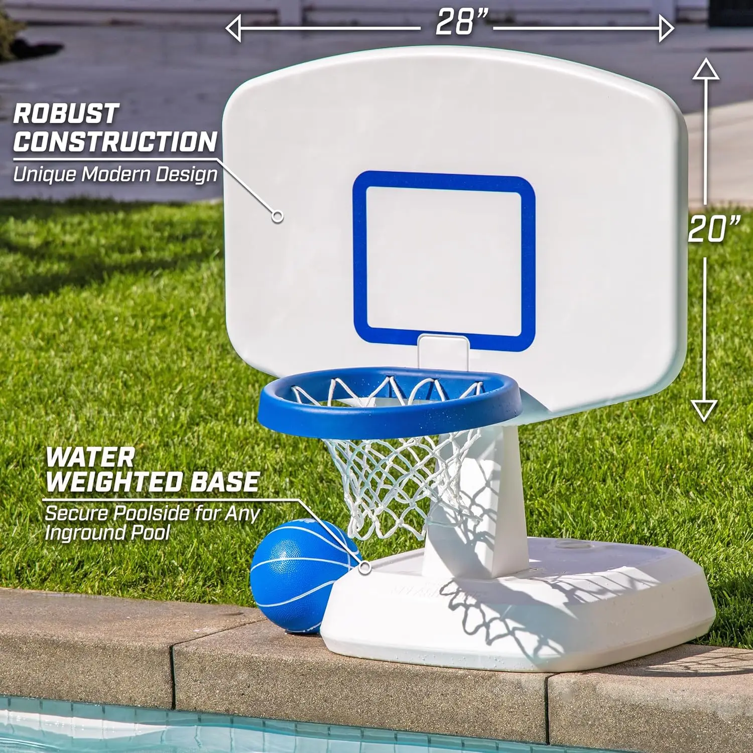 Splash Hoop Classic Swimming Pool Basketball Game-Blue or White Portable Durable