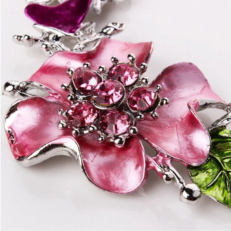 Jewelry sets 2Pcs/set rhinestone flower necklace earrings luxury