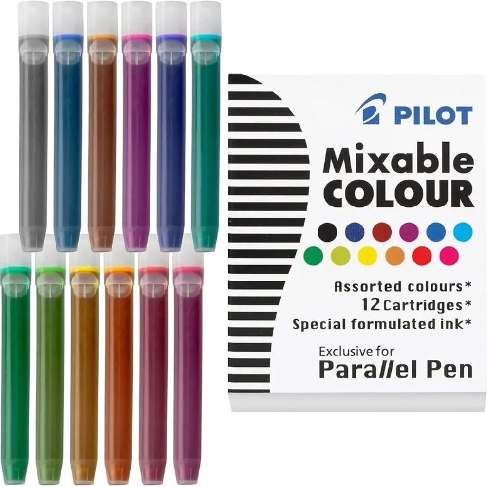 Pilot 12-Color Ink Cartridge Set for Fountain Pens - Non-Carbon Formula