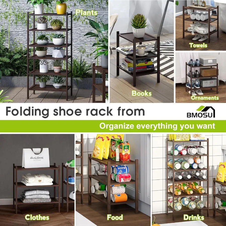 3Tier Bamboo Small Shoe Rack Premium Stackable Shoe Shelf Storage Organizer for Hallway Closet Living Room Entryway Organizer B