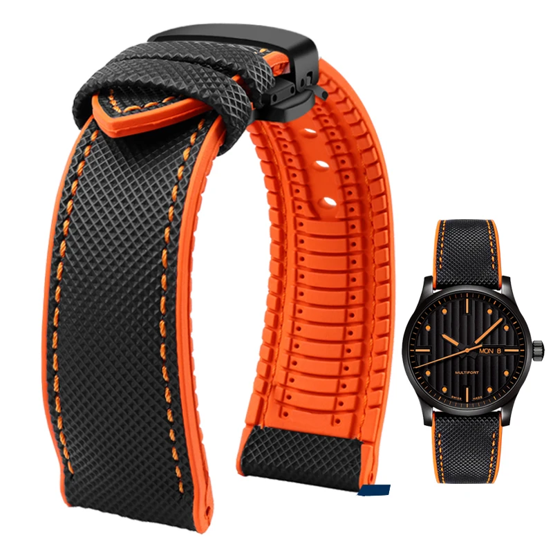 Premium Nylon-Silicone Waterproof Watch Strap for Men - 19mm, 20mm, 22mm Rubber Wrist Band Accessories