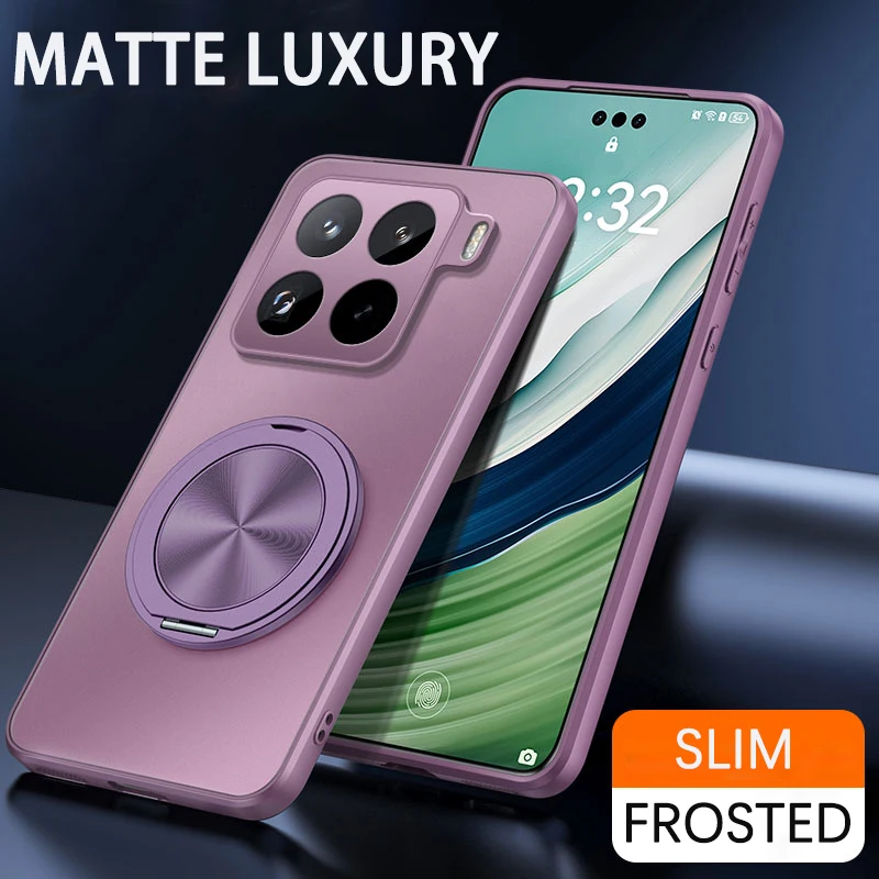 Magnetic Ring Stand Holder Case with Ultra Matte Lens Protector
