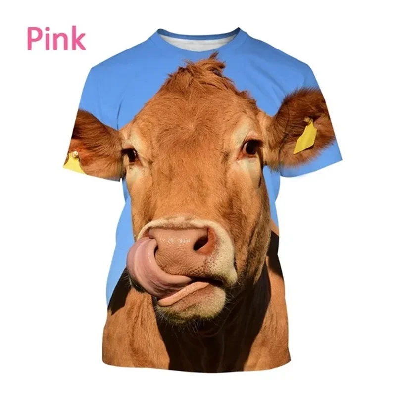 3D-Gedrucktes Kuh-Motiv Herren Sportliches Schnelltrocknendes Atmungsaktives T-Shirt Lustiges Retro Outdoor Street Casual Kinder Kurzarm-Shirt – Detail 16