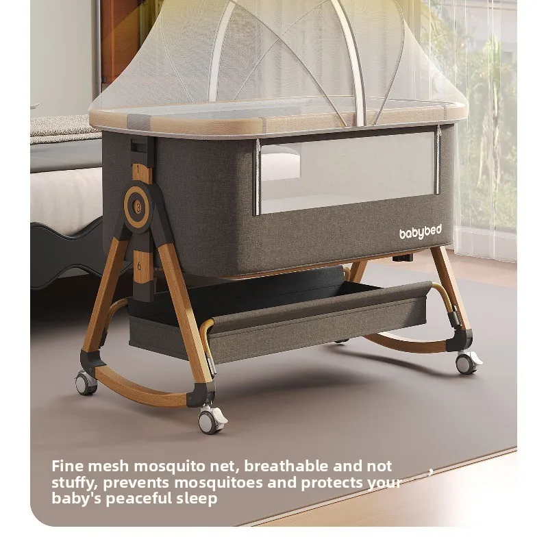 Marobaby Dream Home Movable Portable Baby Crib Foldable Newborn Cradle Splicing Bed Multi-Functional Infant Bed S072069c7acbb45ba85d7676aa44d2717n