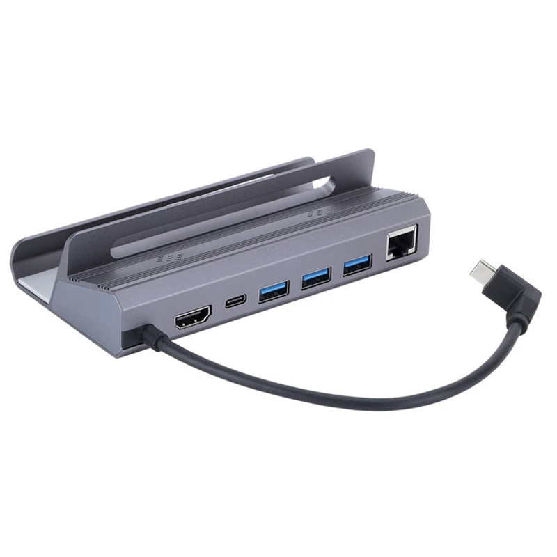AEE7-Rocoren 스팀 도킹 스테이션 6 In 1 허브 USB 유형 C - 호환 4K 60Hz RJ45 USB 3.0 Steamdeck 충전 TV 베이스