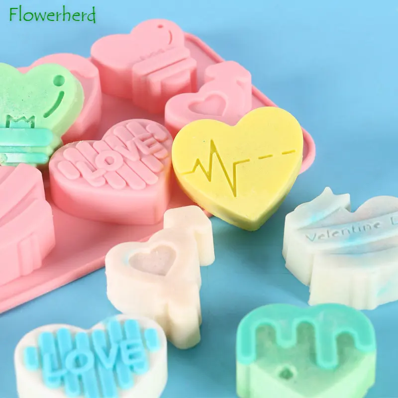 Different Shapes Love Heart Candles Soap Mold Heart Shaped Chocolate Jelly  Tumble Cake Silicone Mold Baking Accessories