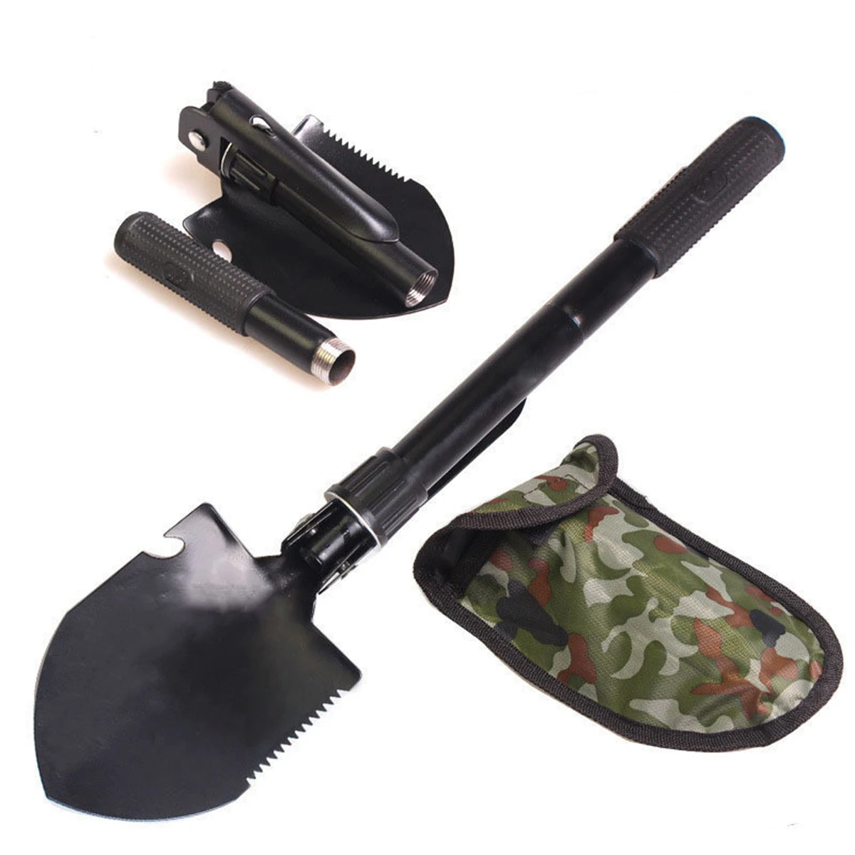 1Pc Multi-Functional Folding Military Shovel Plant Flower Vegetable Transplant Garden Greenhouse Orchard Hoe Digging Tool Black