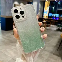 Gradient Glitter Bling Diamond Clear Soft Phone Case for Galaxy A26 5G (Clear Green)