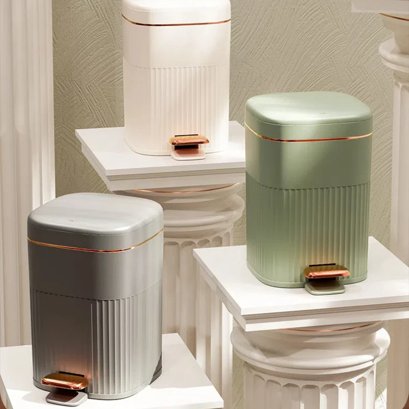 8L Trash Bin With Pedal Lid Light Luxury Trash Can For Kitchen Toilet Living Room Large Capacity Wastebasket Simple and Modern
