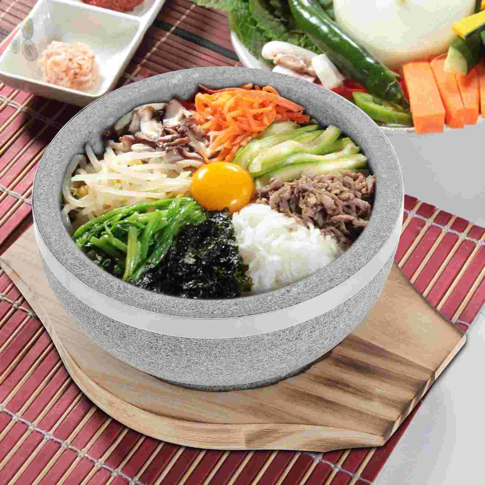 가정용 식물 나무 그릇, 돌 그릇, 냄비 비빔밥, 서비스 그릇, 한국 도자기 냄비, 라멘 노들 그릇