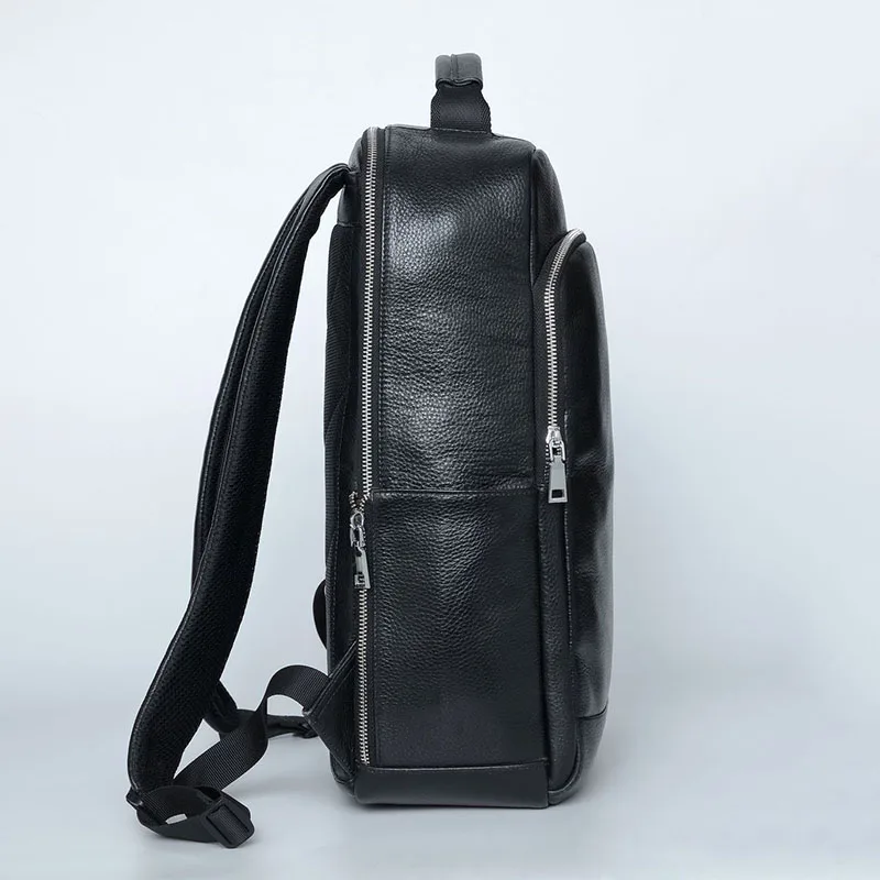 YIFANGZHE  New Luxury Genuine Leather Backpack with USB Charging Port,  Men Travel Black Bagpack  Men Business Laptop