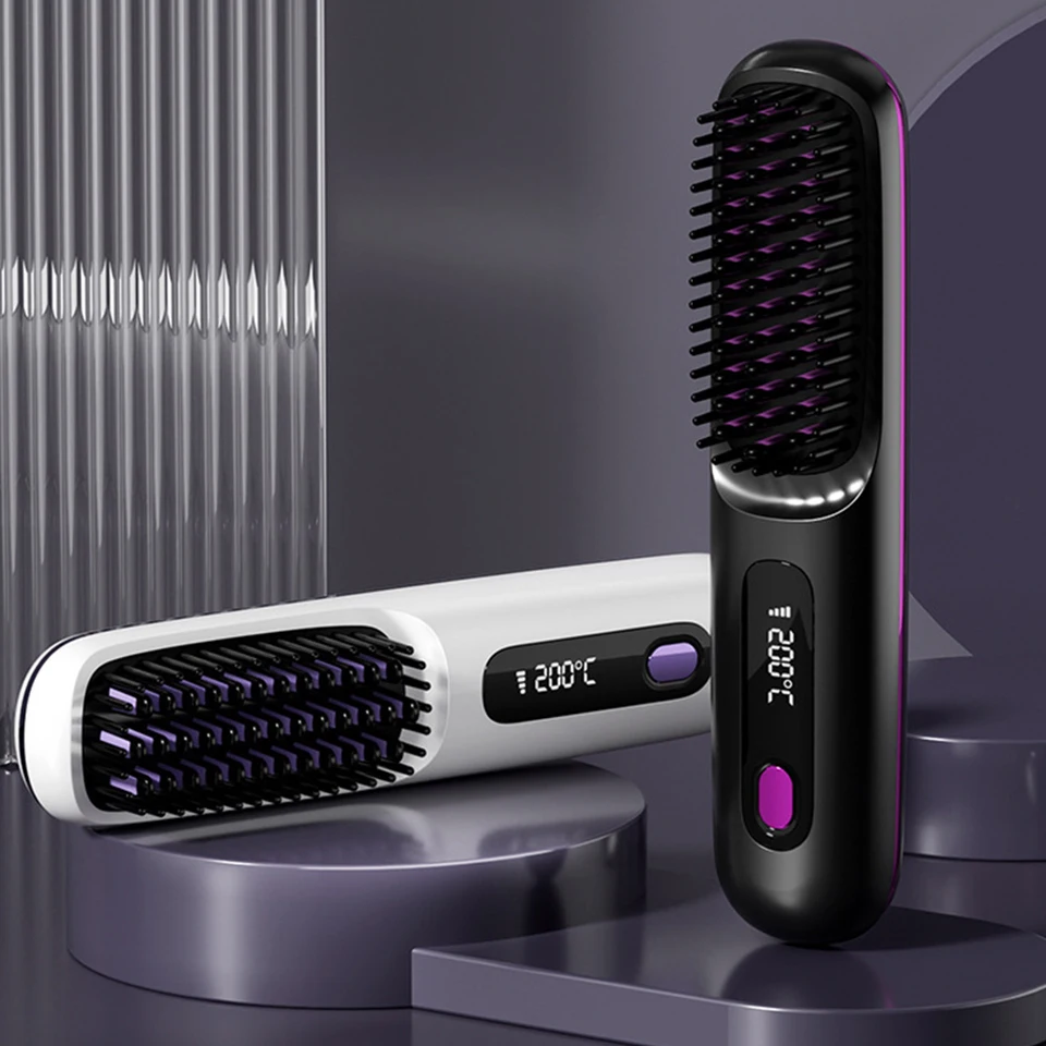 Portable Mini Travel Hair Straightener Brush