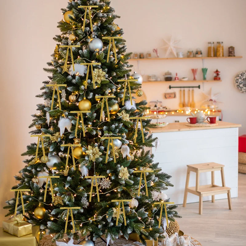 12pcs Red Gold Velvet Bow Christmas Tree Hanging Ribbon Bow Glitter Ornaments DIY Crafts 2025 Christmas Party Gift Decorations