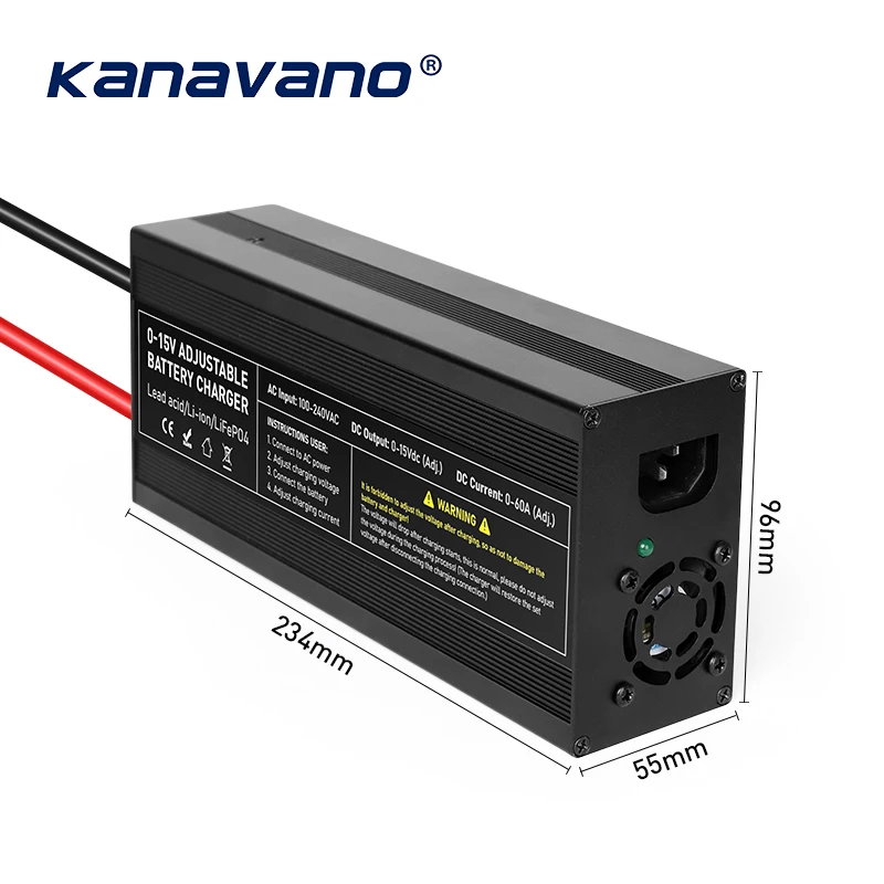 Lifepo4 충전기, 12.8V 배터리 팩용, 고전류 고속 CAAnti 역방향 연결, 가변 전압 전류 충전기, 12V 60A, 100A