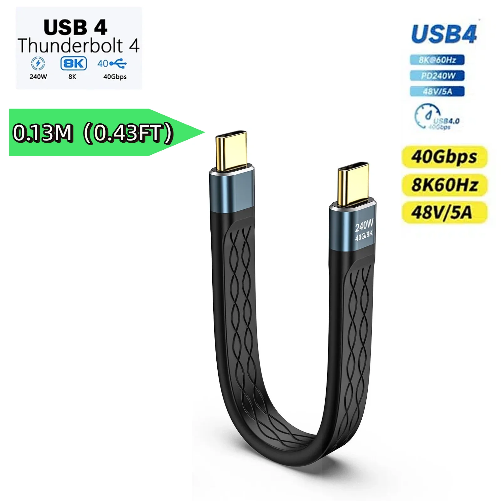 Ultra-Fast Thunderbolt 4 USB4 Extension Cable with 8K Video and PD240W Charging