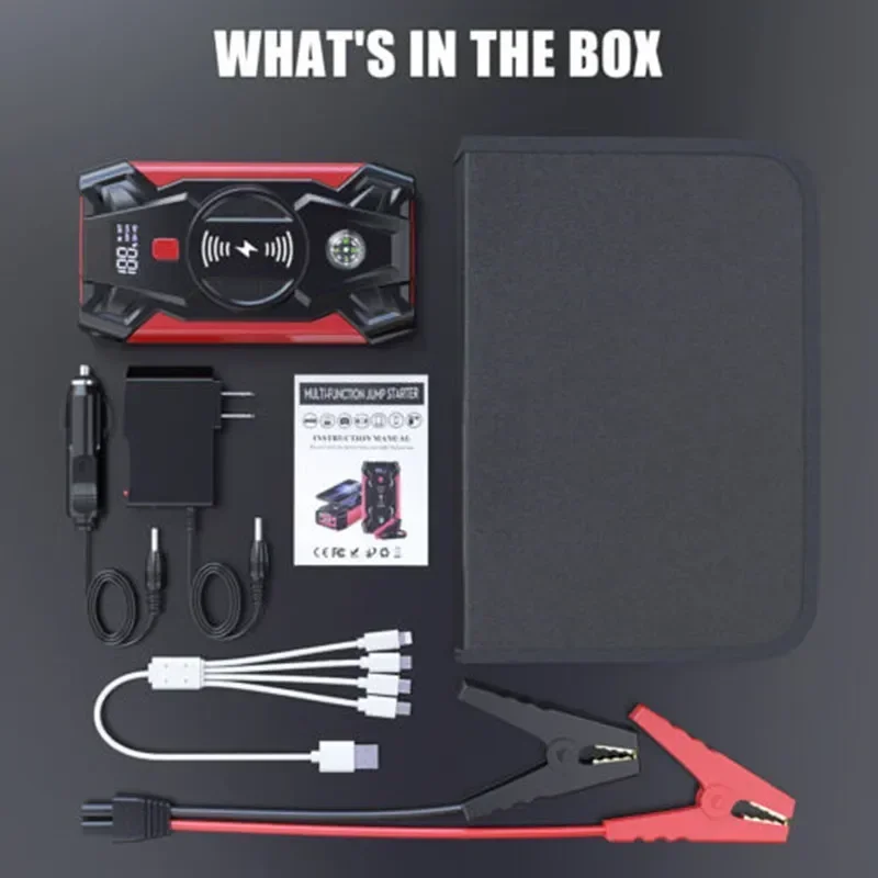 39800mAh Car Jump Starter 1200A LED Display Power Bank Battery Booster 12V Car Battery Charger Starting for 3-5L Vehicle