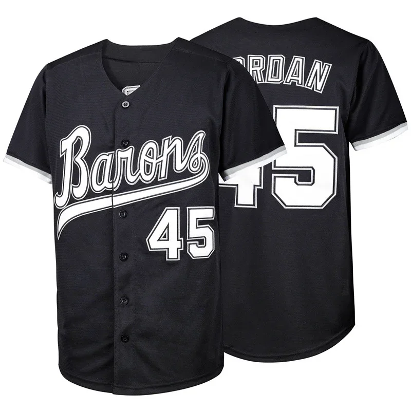 

New Baseball Jersey BIRMINGHAM BARONS 45 Jerseys Sewing Embroidery Sports Outdoor Hip Hop Black White grey High-Quality 2023 New
