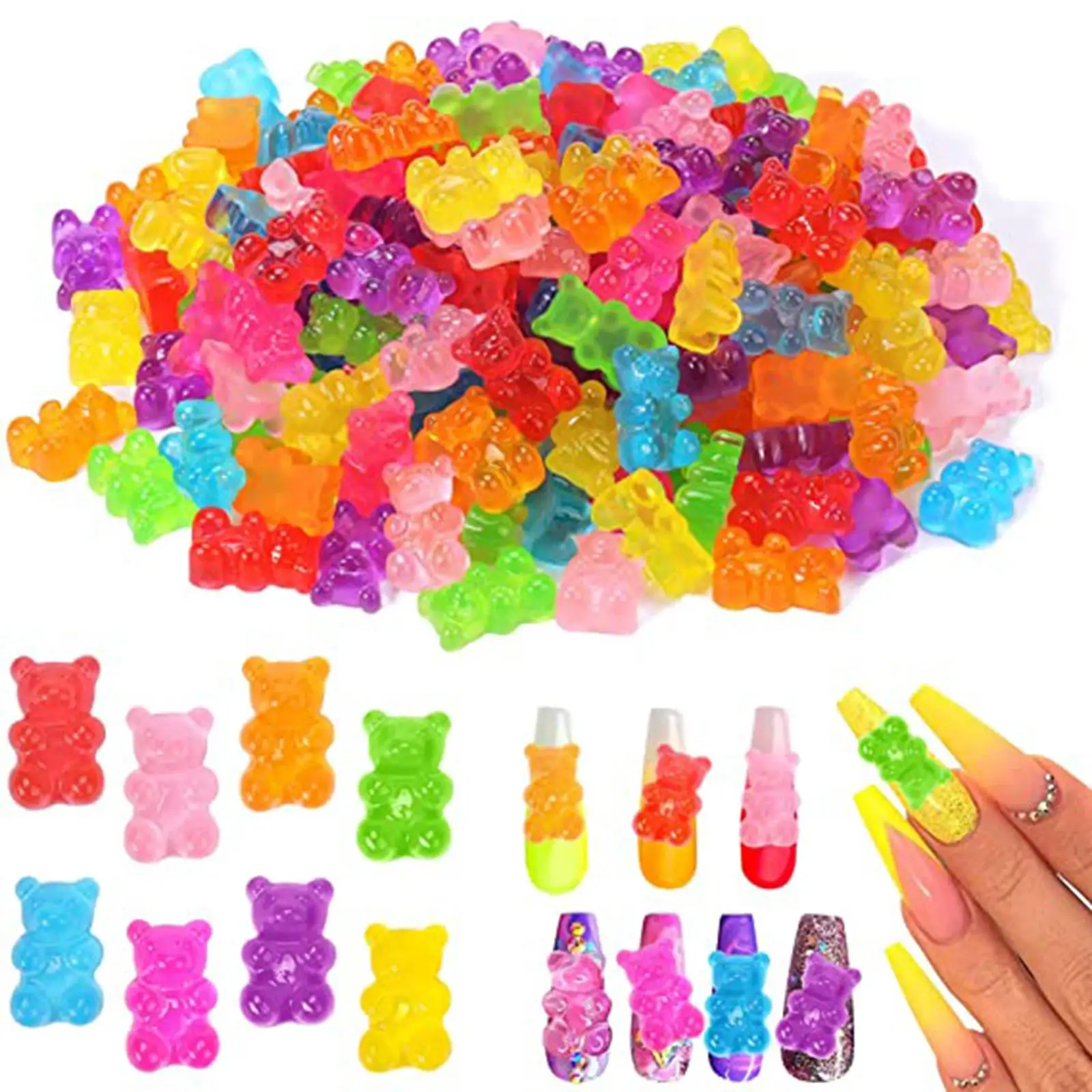 50 Pieces Gummy Bear Charms with Hole Flatback Resin for Children