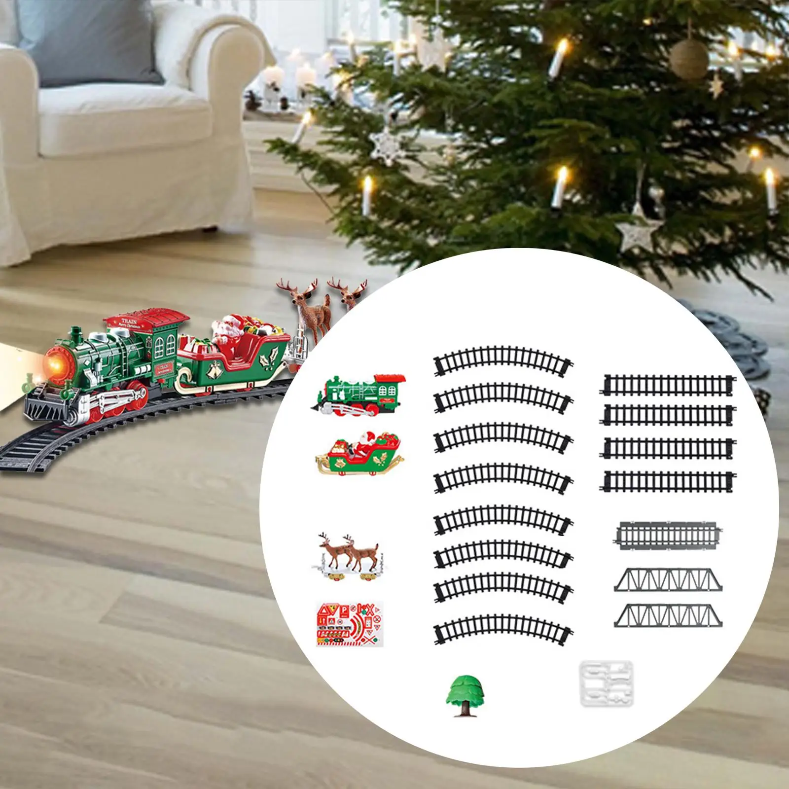 Christmas Train Sets,Christmas Gift with Light and Sound,DIY Electric Toy Train