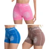 Lot de 3 shorts en jean imitation pour femme, pour fitness, course, sport, gym, entraînement, avec effet froncé aux fesses, leggings de yoga sans couture, culottes gainantes