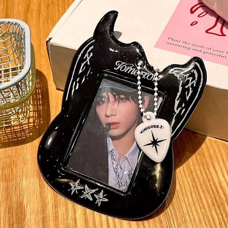 Kpop Photocard Binder Guitar Photo Card Holder Idol Photos Protective Cover Photo Card Case School Bag Pendants