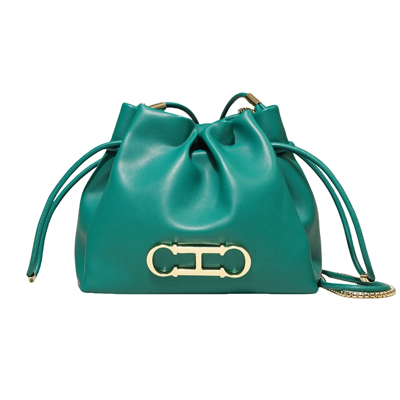 حقيبة كتف أحادية اللون مصممة للسيدات، تتميز بنمط ك...