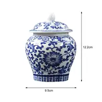 Chinese Blue White Porcelain Decorative Temple Jar Vase with Lid,Tea Canister Ceramic Tea Organizer Box Storage Coffee Container 6