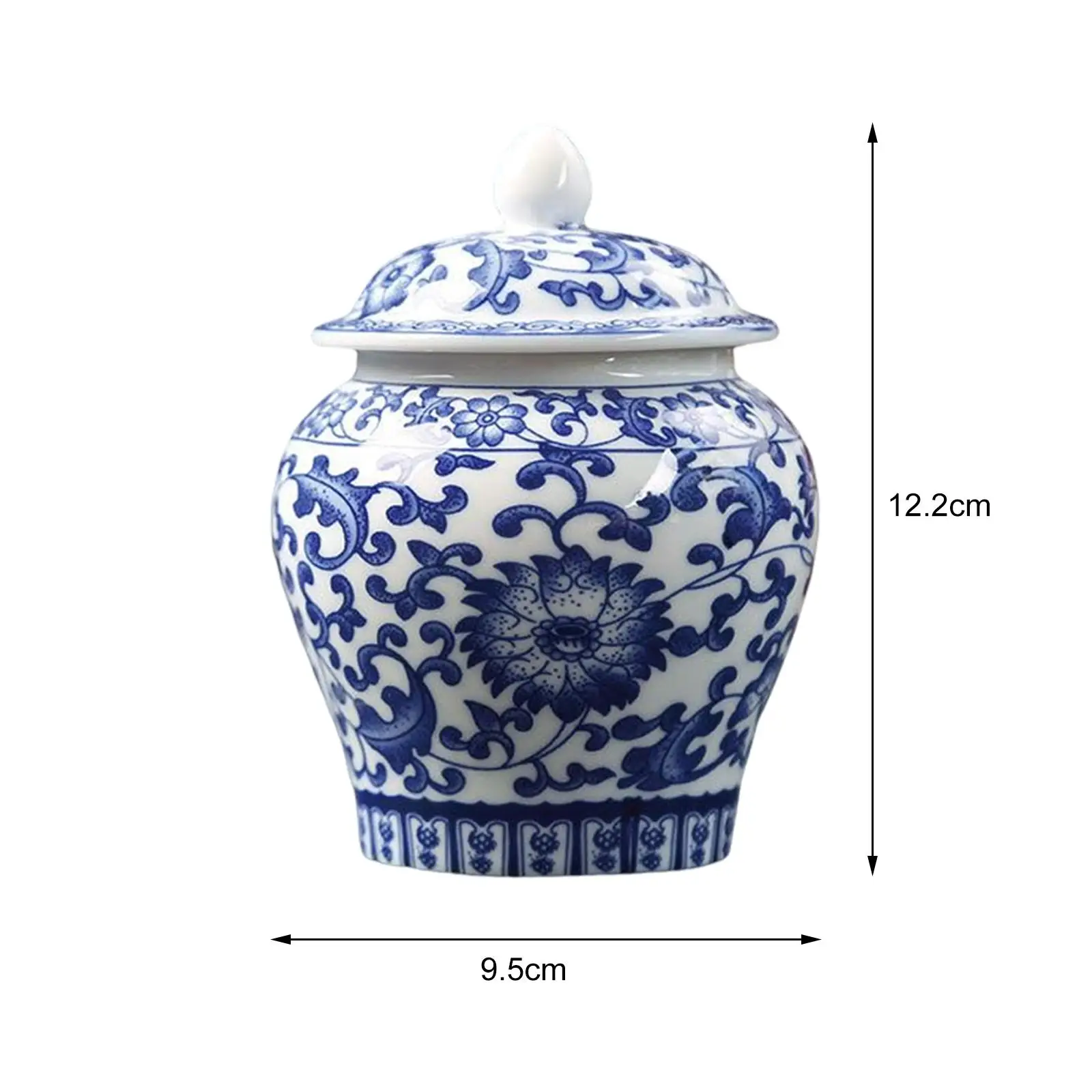 Blue & White Porcelain Temple Jar with Lid 6