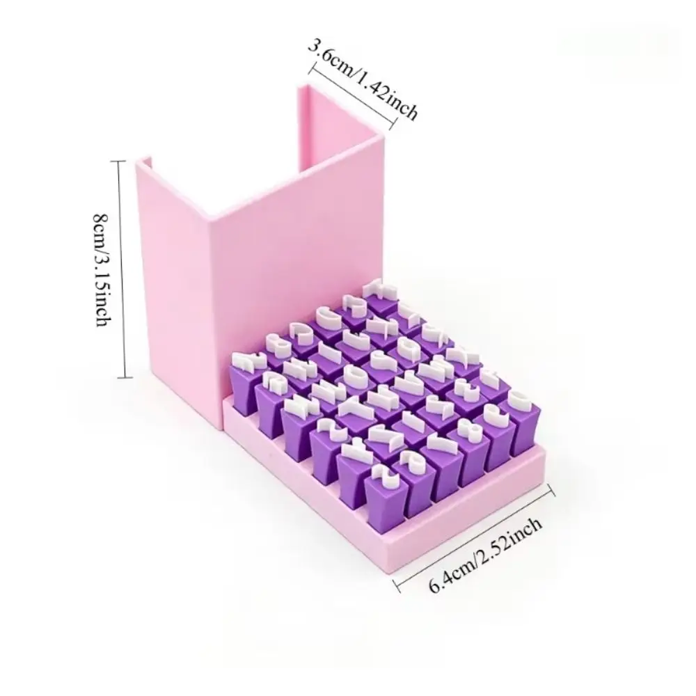 대문자 소문자 알파벳 클레이 스탬프 세트 폴리머 클레이 PVC 도자기 글자 스탬프 보라색 수제 공예 도구