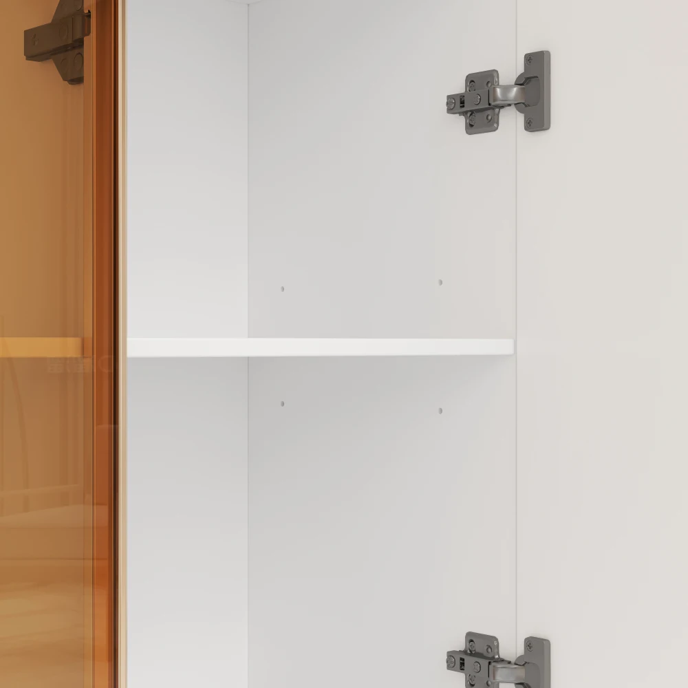 Weiße Glas-Vitrine 165cm mit LED-Beleuchtung, Freistehender Weinschrank mit Gehärtetem Sicherheitsglas, Verstellbare Regale – Detail 11