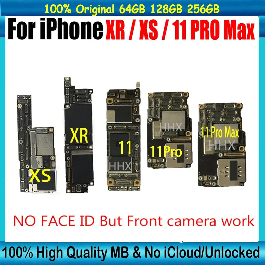 iPhone Motherboard Unlocked Logic board 64gb 128gb 256gb For iPhone XR / XS / 11 Pro Max Original Mainboard